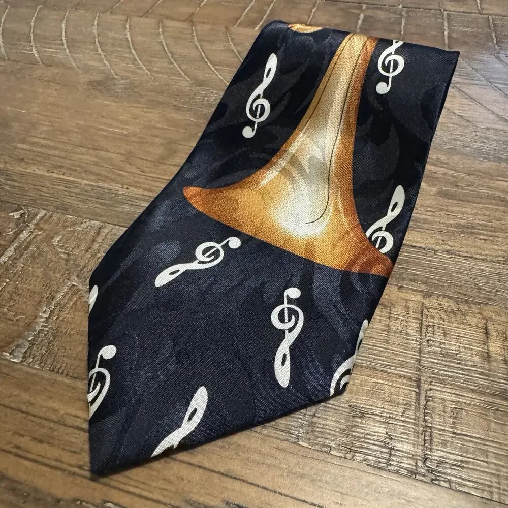 Steven Harris Tie Necktie Trumpet Navy Blue Band Teacher Orchestra Neck Tie